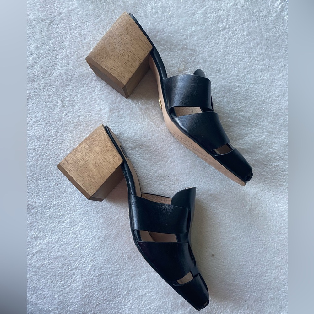 Louise et Cie Nakita Block Heel Fisherman Mule - Black Leather 7.5M - Picture 6 of 14